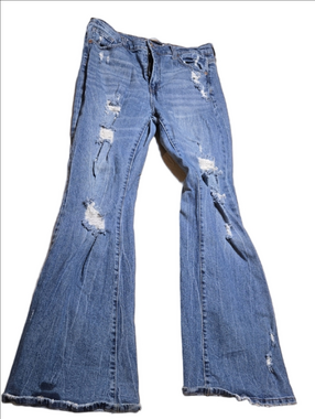 ♡Celebrity Pink Distressed Blue Flare Jeans Size 11